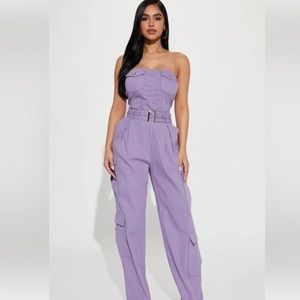 Fashion Nova Lavender Cargo Jumpsuit